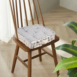 Kuber Industries Grey 3 Pieces Checked Cotton Chair Pads-71
