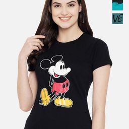 Dreambe Women Pack of 3 Mickey Mouse Graphic Printed Round Neck Cotton T-shirts-image-54