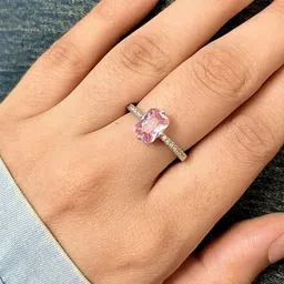 SUBHAGALANKAR Pink Sapphire Silver-Plated Ring-11