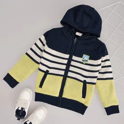 Pantaloons Junior Boys Striped Front-Open Sweaters-image-57