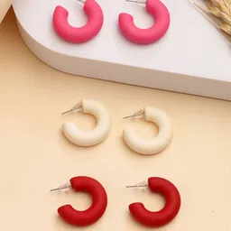 Bohey by KARATCART Contemporary Half Hoop Earrings-27
