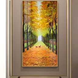 THE NEXT DECOR Yellow & Green Tranquil Trails Glass Finish Vertical Wall Art-image-19