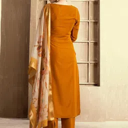 MOKOSH Women Embroidered Regular Sequinned Kurta with Trousers & With Dupatta image 5