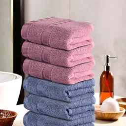 Kuber Industries Blue & Pink 6 Pieces Cotton 225 GSM Anti Bacterial Face Towels-image-94