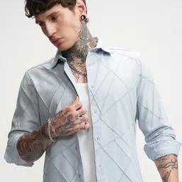 HIGHLANDER Men Cutaway Collar Comfort Slim Fit Casual Shirt-picture-19