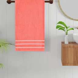 home expressions Orange & White Cotton Lightweight 300 GSM Bath Towel-picture-39