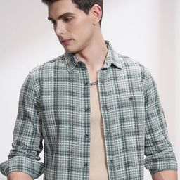 HIGHLANDER Men Slim Fit Opaque Checked Casual Shirt-image-86