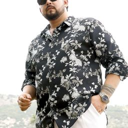 Instafab Plus Comfort Fit Floral Printed Spread Collar Cotton Shirt-picture-4