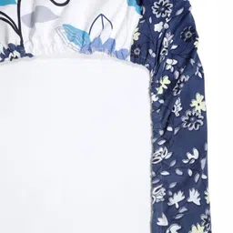 Myntra Elegant Homes White & Blue Floral 300 TC King Bedsheet with 2 Pillow Covers-13