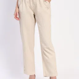 Global Republic Women Textured Regular Fit Cotton Parallel Trousers-15