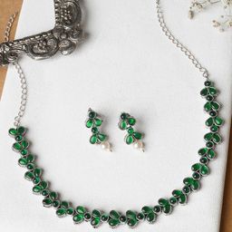 TEEJH Stone Studded & Beaded Oxidised Jewellery Set-image-54