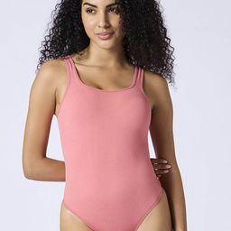 FEIER Women Ribbed Low Back Round Neck Bodysuit-image-24