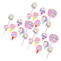 Kuber Industries 21-Pcs Pink Cardboard Cupcake Toppers-13