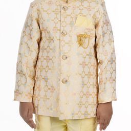 VALUE CREATION Boys Geometric Woven Design Thread Work Kurta With Pyjama image 5