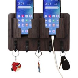 SEHAZ ARTWORKS Brown Wooded Wall Key & Mobile Stand Holder-17