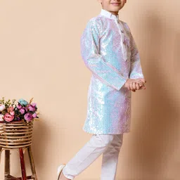 Cae Boys Embroidered Regular Sequinned Dupion Silk Kurta with Pyjamas image 3