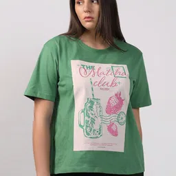 VERO MODA CURVE Printed Cotton Drop-Shoulder Sleeves T-shirt-picture-3