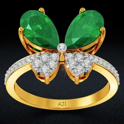 Joyalukkas Women Natures Emerald 18 Kt Gold Diamond Ring-3.11 gm-picture-1