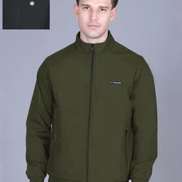 MOUNTAIN COLOURS Men Mock Collar Solid Reversible Bomber Jacket-picture-47