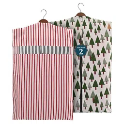 Kuber Industries Green & Maroon 2 Pieces Printed Cotton Hanging Clothes Organisers-57