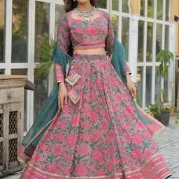 Divena Printed Sequinned Ready to Wear Lehenga & Blouse With Dupatta image 4