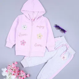 V-Mart Girls Printed Hooded Sweatshirt With Joggers-picture-55