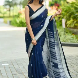 Aldwych Ethnic Motifs Woven Design Zari Banarasi Saree-picture-4