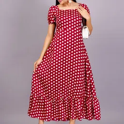 KALINI Polka Dot Print Crepe Maxi Dress-image-11