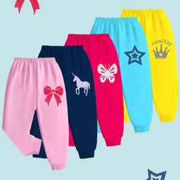 KUCHIPOO Girls Pack Of 5 Printed Lounge Pants-29