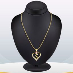 Heer Collection Gold-Plated Stainless Steel CZ Heart Shape S Alphabet Pendant With Chain-image-88