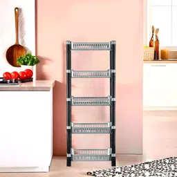Kuber Industries Silver-Toned & Black Long Lasting 5-Layer Kitchen Organiser-48