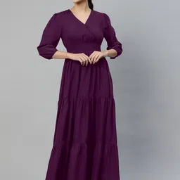 Raiyani Fashion Women Applique V-Neck Fit & Flare Maxi Dress-picture-7