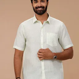 Ramraj Men Micro Checks Spread Collar Cotton Shirt-image-81