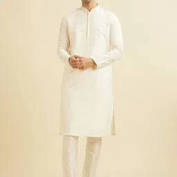 Manyavar Floral Yoke Design Thread Work Straight Kurta With Pyjama-image-33