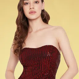 Martini Embellished Strapless Sequined Detailed Party Tube Top-picture-19