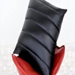 NOORA Black Geometric Leather Square Cushion Covers-image-71