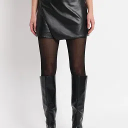 Women Solid Skorts Black Skirt-image-20