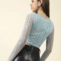 StyleCast X SERA Embellished Net Crop Top image 2