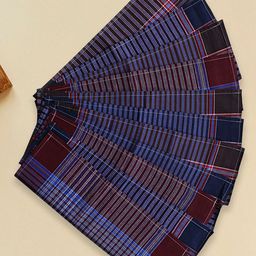 Kuber Industries Gingham Men & Boys Set Of 6 Multi Color Check Dark Cotton Hankies image 2