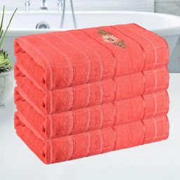 Kuber Industries Orange 4 Printed Other 250 GSM Bath Towel-44