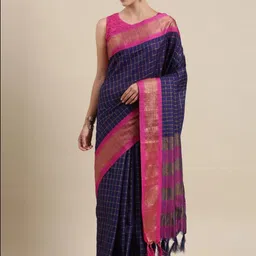 DIVASTRI Checked Zari Silk Cotton Saree-picture-46