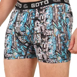 GOTO Printed Short Trunk NYLON LY PRINT OUTER EL TRUNK BLK SKYBLU-Black image 4