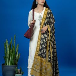 Ushvii Geometric Printed Block Printed Pure Cotton Dupatta image 3