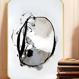 SAF White & Black Abstract Printed Wooden Wall Art-image-88