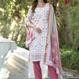 PEENGAX Women Geometric Printed Kurta with Trousers & Dupatta-picture-12