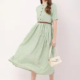 Moda Rapido Women Floral Printed Fit & Flare Midi Dress-image-1