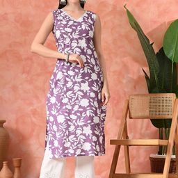 Sangria Floral Printed Cotton Straight Kurta-picture-40