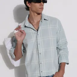SHOWOFFFF Men Comfort Slim Fit Windowpane Checks Casual Shirt-image-71