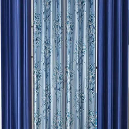 AADI TRADERS Set of 4 Navy Blue Floral Pinted Door Curtain-image-3