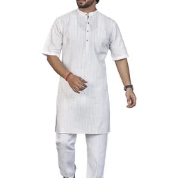 Authentics Men Striped Chikankari Kurta-image-81